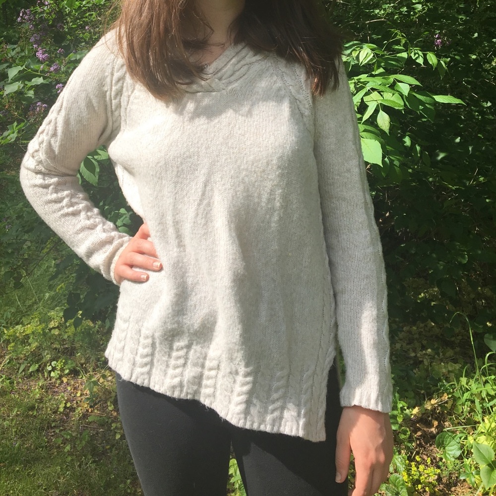 Cream, Cable-Knit Sweater